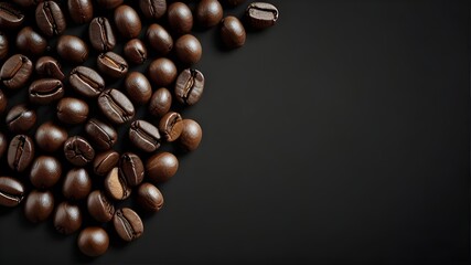 Product Photography Prop, Food Ingredient, Cafe Menu Design: Coffee Beans on Black Background
