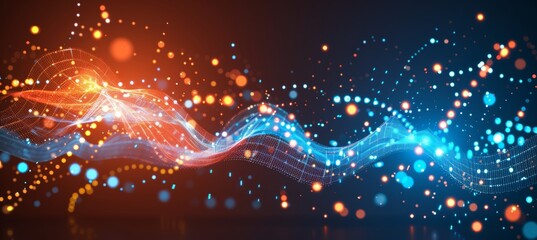 Obraz premium Sunrise glow illuminates vibrant blue graphs in a beer market rally showing upward trend