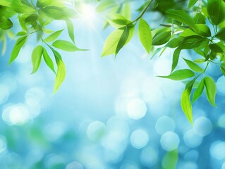 Obraz premium green blue gradient leaves abstract background