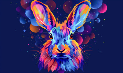abstract illustration of a rabbit in childish style, logo for t-shirt print