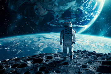 Exploring the Final Frontier: Astronaut on the Moon with Earth in View