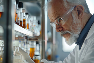 Senior male researcher carrying out scientific research in a lab

