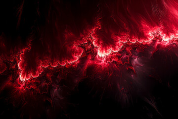 Fototapeta premium Infinite Reproductive Red Fractal Pattern: A Stunning Visual Feast on a Black Canvas