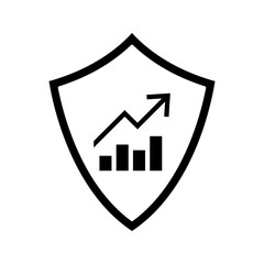 financial data with arrow up inside of a shield, financial security icon vector