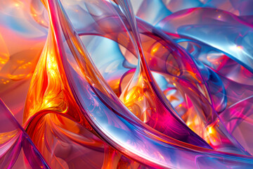 Vibrant Metallic Fractal Art: Abstract 3D Octane Render Explosion