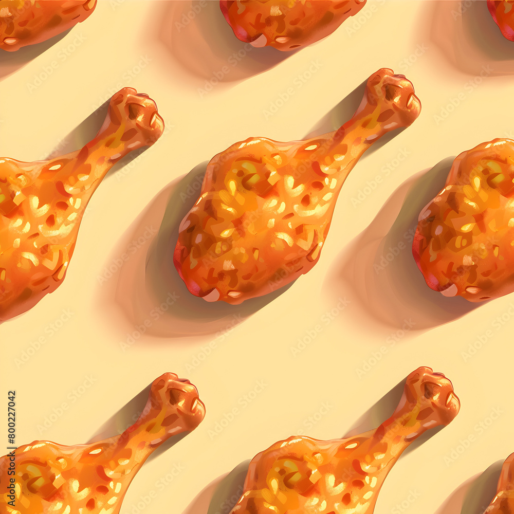 Aufkleber a row of chicken wings are shown in a pattern. the wings are golden brown and appear to be cooked. t