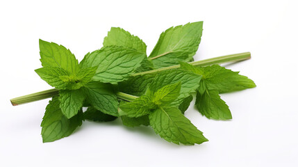 Isolated fresh mint bunch on a white background