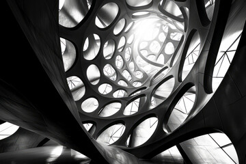 Monochrome Mirage: Futuristic Visual Patterns in Black and White