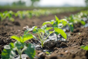 Drip irrigation used to grow Roman seedlings outdoors Agriculture idea