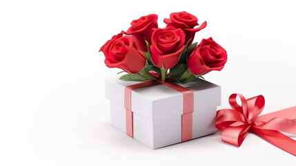Isolated gift box on a white background for Valentine's Day composition