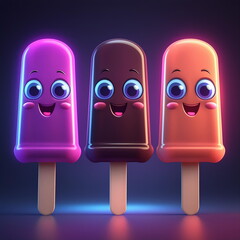 Obraz premium 3d illustration of cute popsicle characters