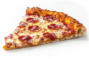slice of pepperoni pizza isolated on a white background 