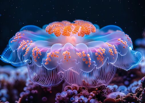 Underwater Serenity: Flower Blooming Amidst Bubbles in Dark Waters