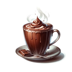 An illustration for world chocolate day, Chocolate Infused Beverage, rendered in watercolor style.