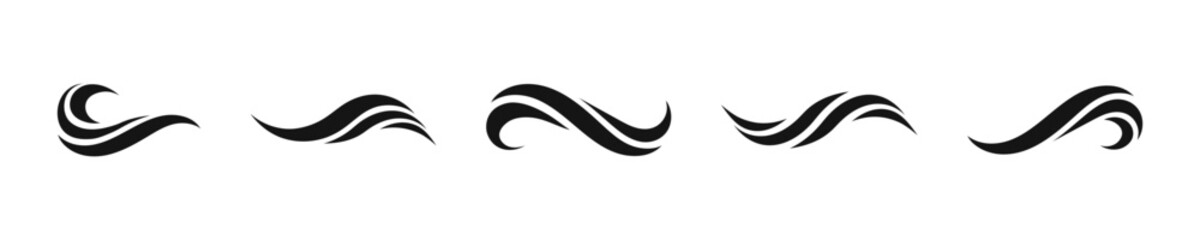 Abstract wavy lines set. Wave swirl vector icons. Waves icon collection.