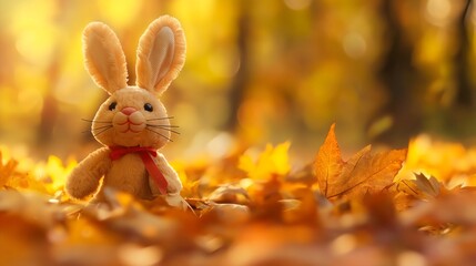Amidst Nature's Tapestry: A Bunny's Tranquil Retreat Amongst Rustling Leaves