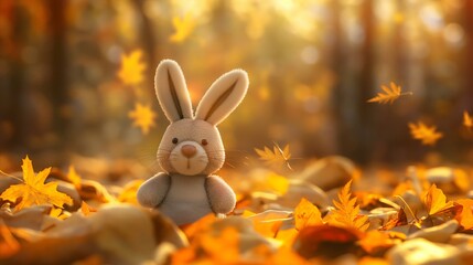 Lost in Wonderland: A Bunny's Autumn Adventure Amongst the Rustling Leaves - Powered by Adobe