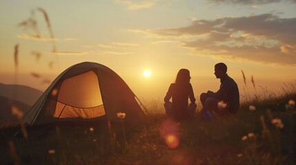 Sharing Stories by the Campfire: Two Adventurers Bonding Beneath the Starlit Sky