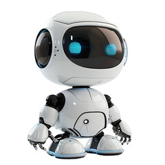 Cute ai robot chatbot on isolated transparent background