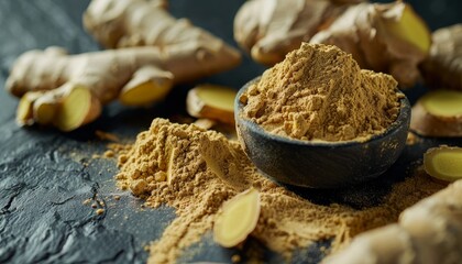 Ginger powder spread on the surface