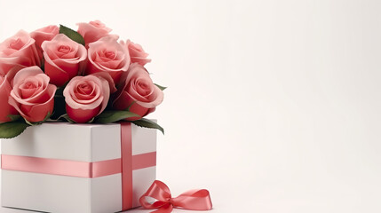 Isolated gift box on a white background for Valentine's Day composition