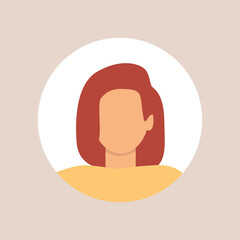 Vector flat illustration. Stylish profile of a woman. Avatar, user profile, person icon, silhouette, profile picture. Suitable for social media profiles, icons, screensavers and as a template.