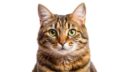 Fototapeta premium A cat with green eyes isolated on Transparent background.