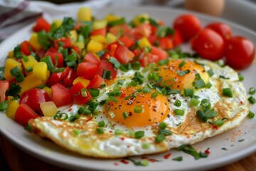 Healthy breakfast option Vegetable omelet with three eggs