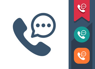 Phone Call Icon. Telephone, Handset, Call Center, Customer Service, Chat Bubble