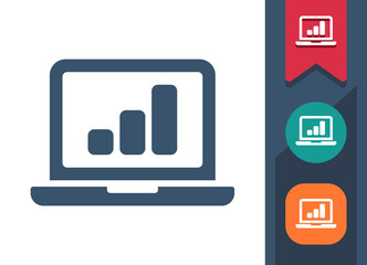 Laptop Icon. Computer, Graph, Chart, Stats, Statistics, Report