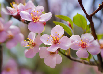 Blooming Cherry Blossom Garden Vibrant Spring Blossom