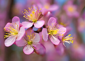 Obraz premium Blooming Cherry Blossom Garden Vibrant Spring Blossom