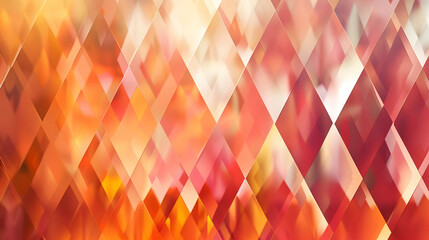 An abstract pattern of overlapping diamonds captured in high-definition, featuring a gradient of sunset colors from soft peach to fiery crimson