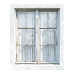 White wooden window isolated on transparent background