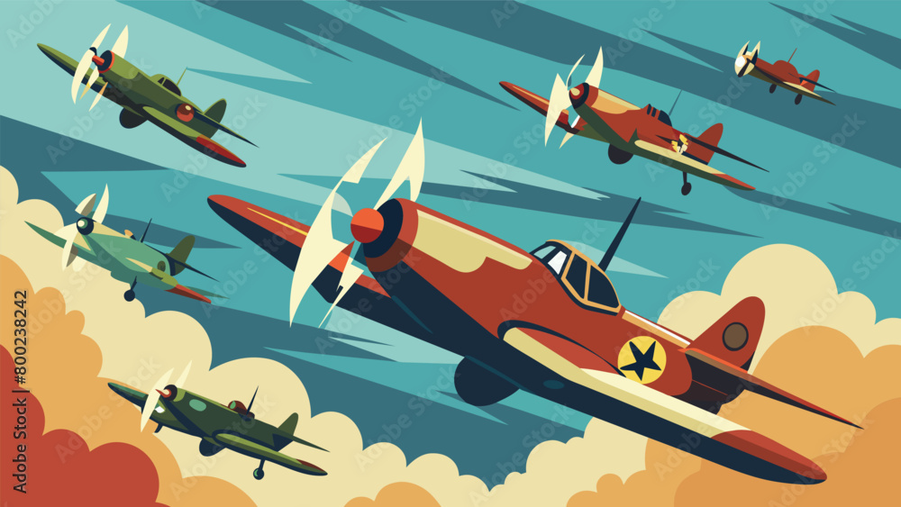 Poster the nostalgic sound of propeller engines fills the air as oldfashioned fighter planes pass overhead 