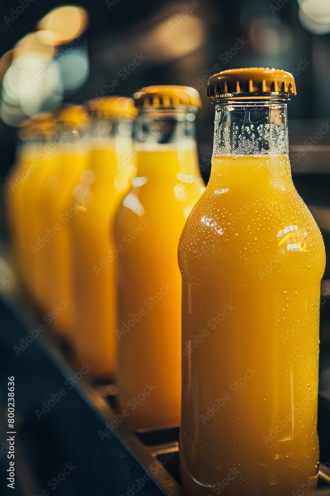 Poster modern standard factory with an efficient bottled juice production line for optimal results