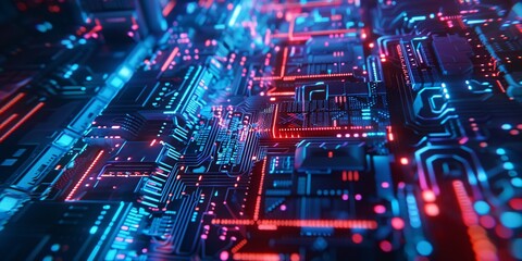 Fototapeta premium Futuristic Circuitry: A Vivid Display of Technological Intricacy