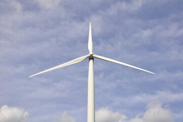 Wind turbines. Power generation. huge windmill against the sky