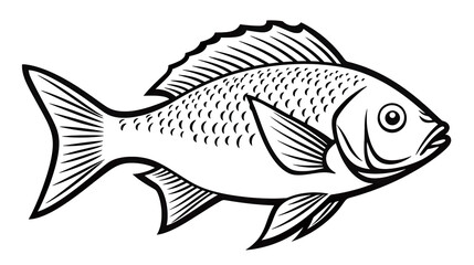 Fototapeta premium Fish isolated on a white background in a simple doodling style