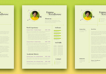 Resume with Green and Black Accents - obrazy, fototapety, plakaty