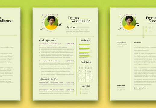 Resume with Green and Black Accents