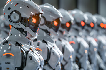 Fototapeta premium Robot world of the digital future, high-precision robots-futuristic people.