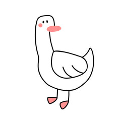 A cute goose in a doodle style. Vector illustration isolated on a white background