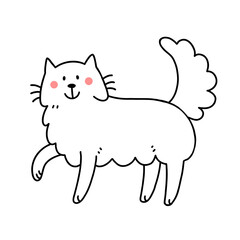A cute cat in a doodle style. Vector illustration isolated on a white background