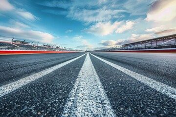 Infinity empty international race track with blurred motion effect