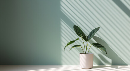 Plant in white vase on table