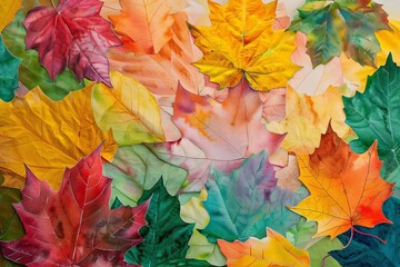 Autumn Leaves, Collage of leaves with vibrant fall colors