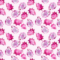 Vintage-inspired seamless design of dragon fruit, perfect for creating nostalgic fabric, wallpaper, and poster designs