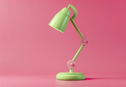 cute pastel blue desk lamp on a light pink background