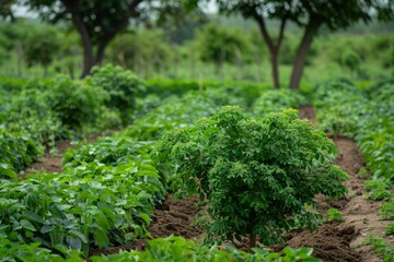Inter cropped Drumstick tree and Groundnut are used in organic farming for crop rotation and green manure